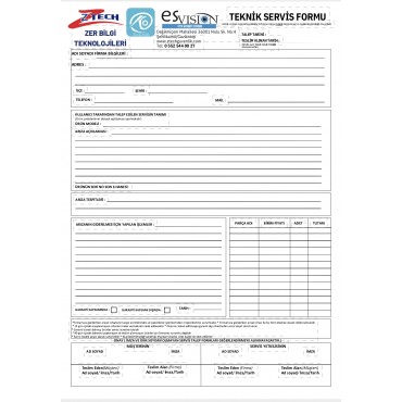  O-kam Ztech Teknik Servis Formu