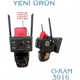 O-kam 3916 Solar Sim Kartlı Güvenlik Kamerası Güneş Enerjili 4G Dual Lens 6MP Kamera En Ucuz Toptan